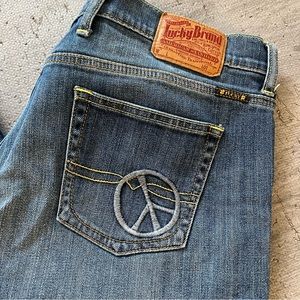 Lucky Brand Jeans Peace Sign Easy Rider Size 10/30 Embellished